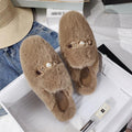 Winter Women House Slippers Furry Outer Wearing Flats Loafers Slip on Flats  furry slippers