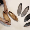 Cilool Ballet Wedge Crystal Diamond Dress Flats Shoes