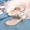Women Crystal Gold Silver Flat Sandals Ladies Gladiator Shoes