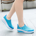 Cilool Sneakers Comfort Slip On Wedges Shoes Breathable Mesh Platform Walking Shoes