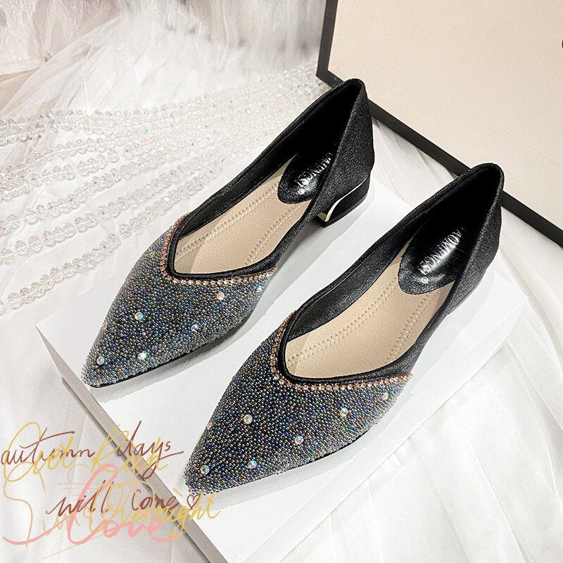 Cilool Pointed Toe Shoes Women's Plus Size Ballet Flats