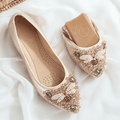 Cilool Rhinestone Flats Casual Comfort Dressy Flats For Wedding Fox Slippers CF307