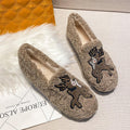 Furry Outer Wearing Flats Loafers Chain Decor Backless  Wild Fluffy Flat Mules Warm