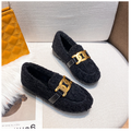 Furry Outer Wearing Flats Loafers Elk Decor Backless  Wild Fluffy Flat Mules Warm