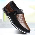 Men Genuine Leather Splicing Non Slip Metal Soft Sole Casual Shoes